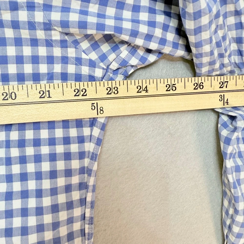 J.Crew‎ Gingham Shirt Button Down Long Sleeve Blue White Checkered Mens L,preppy